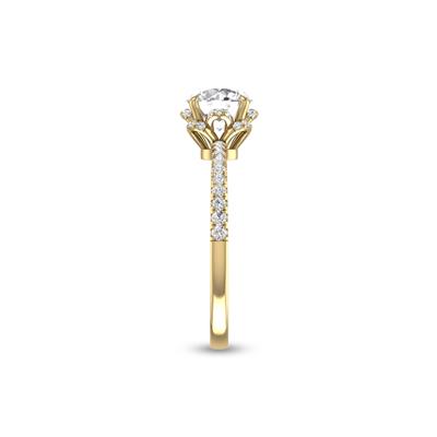 1.50 Carat Flower Shaped Round Diamond Solitaire Ring in 14K Yellow Gold
